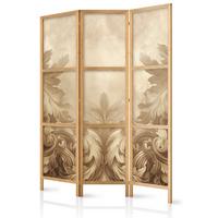 PARAVENT Japanischer 3-tlg 135x172 cm Beige Pflanzen Ornamente - Braun, Holz/Textil (135/172/3cm) - Muralo