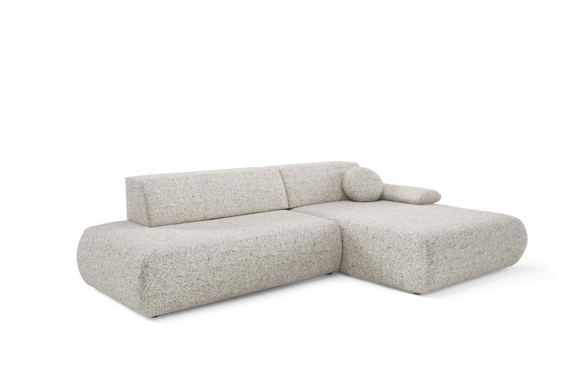 ECKSOFA DELTA R-S Beige Geflochtener Stoff mit Schlaffunktion - Beige, Holz (286/173.5cm) - MASSENO