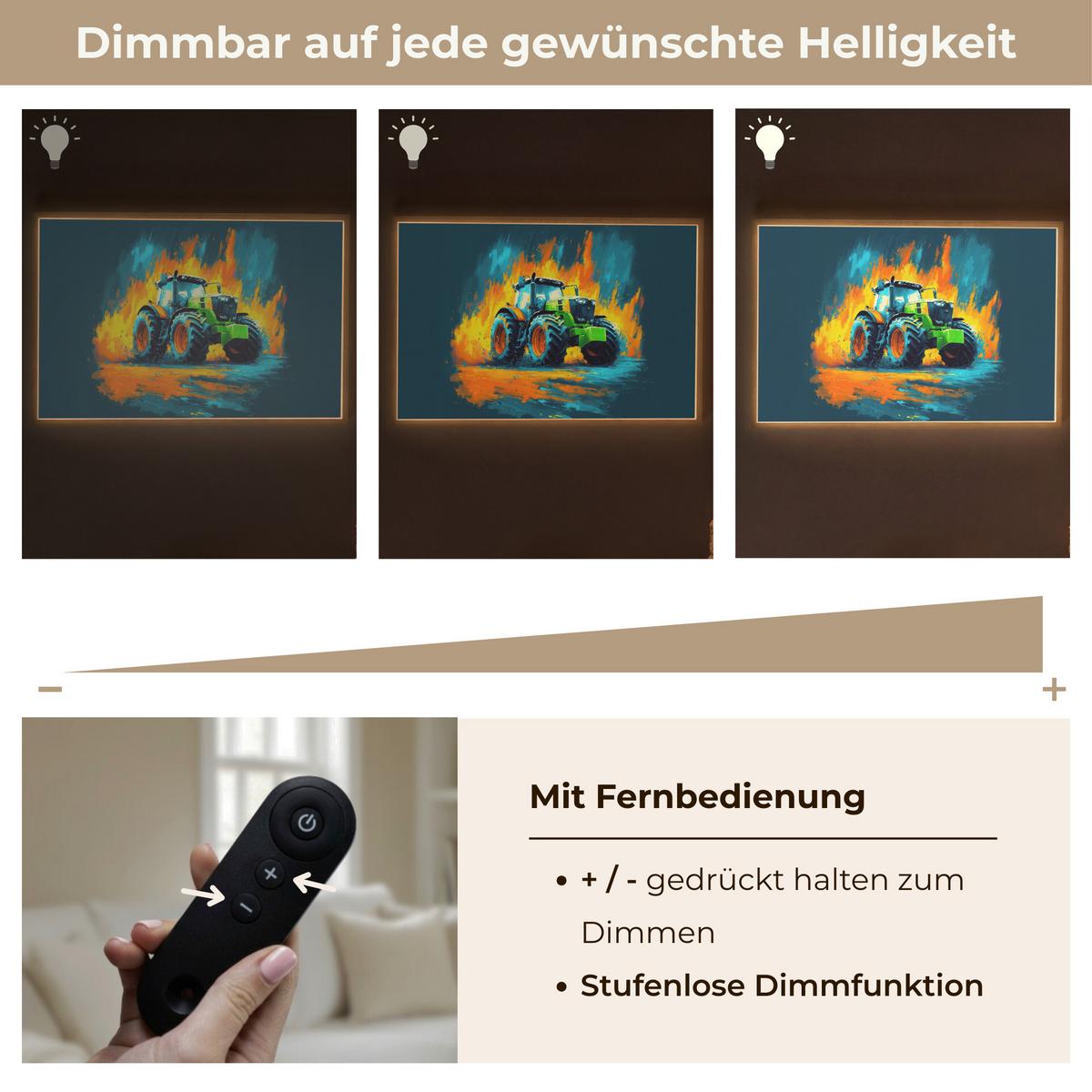 NACHTTISCHLAMPE MIT AKKU Abstrakt - Traktor - Grün 100x70 cm - Dunkelblau, Holzwerkstoff (8/100/70cm) - OnlyWow