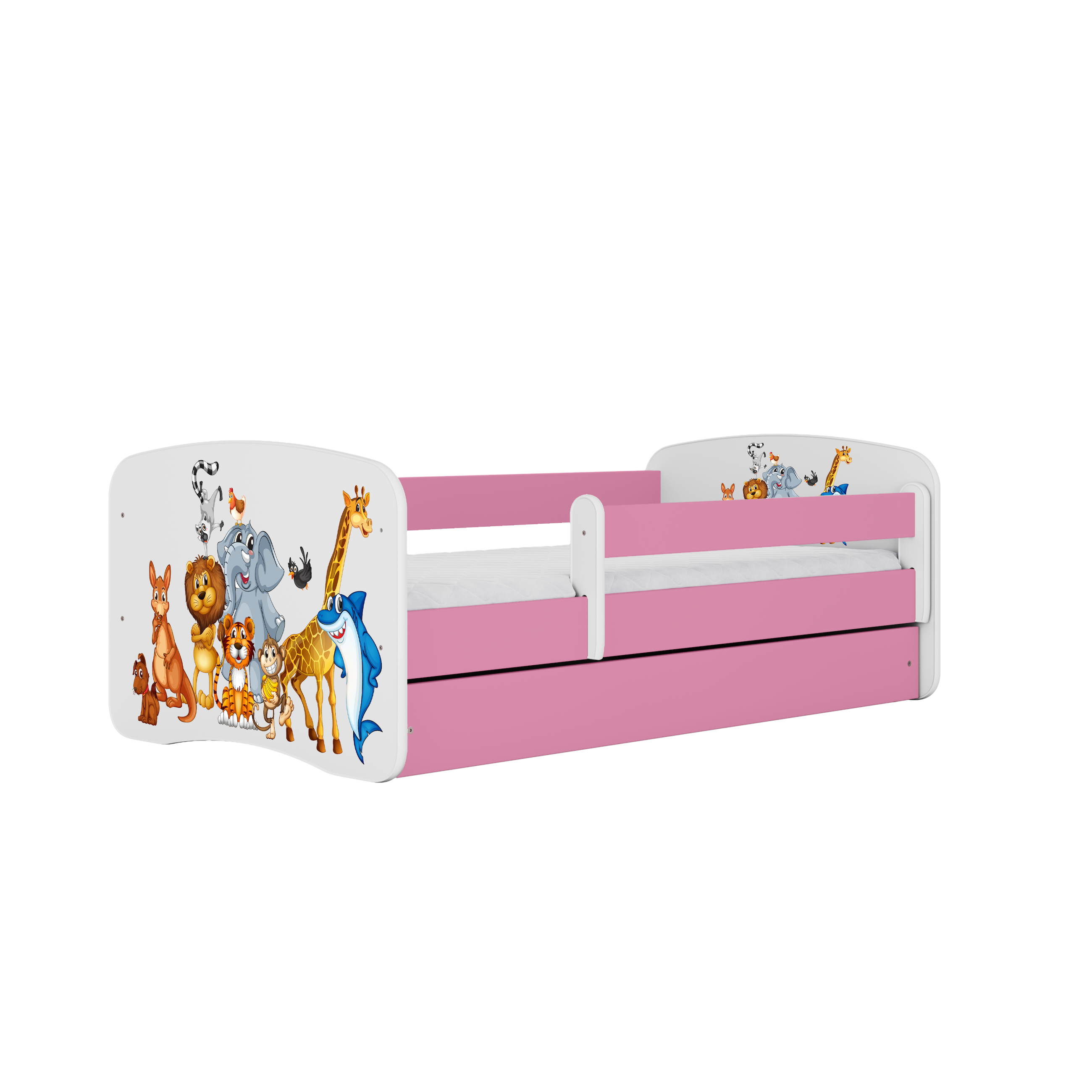 KINDERBETT Tiere mit Schublade 180/80 90/61/184 - Rosa, Holzwerkstoff (80/180cm) - RAUMHIRSCH FURNITURE