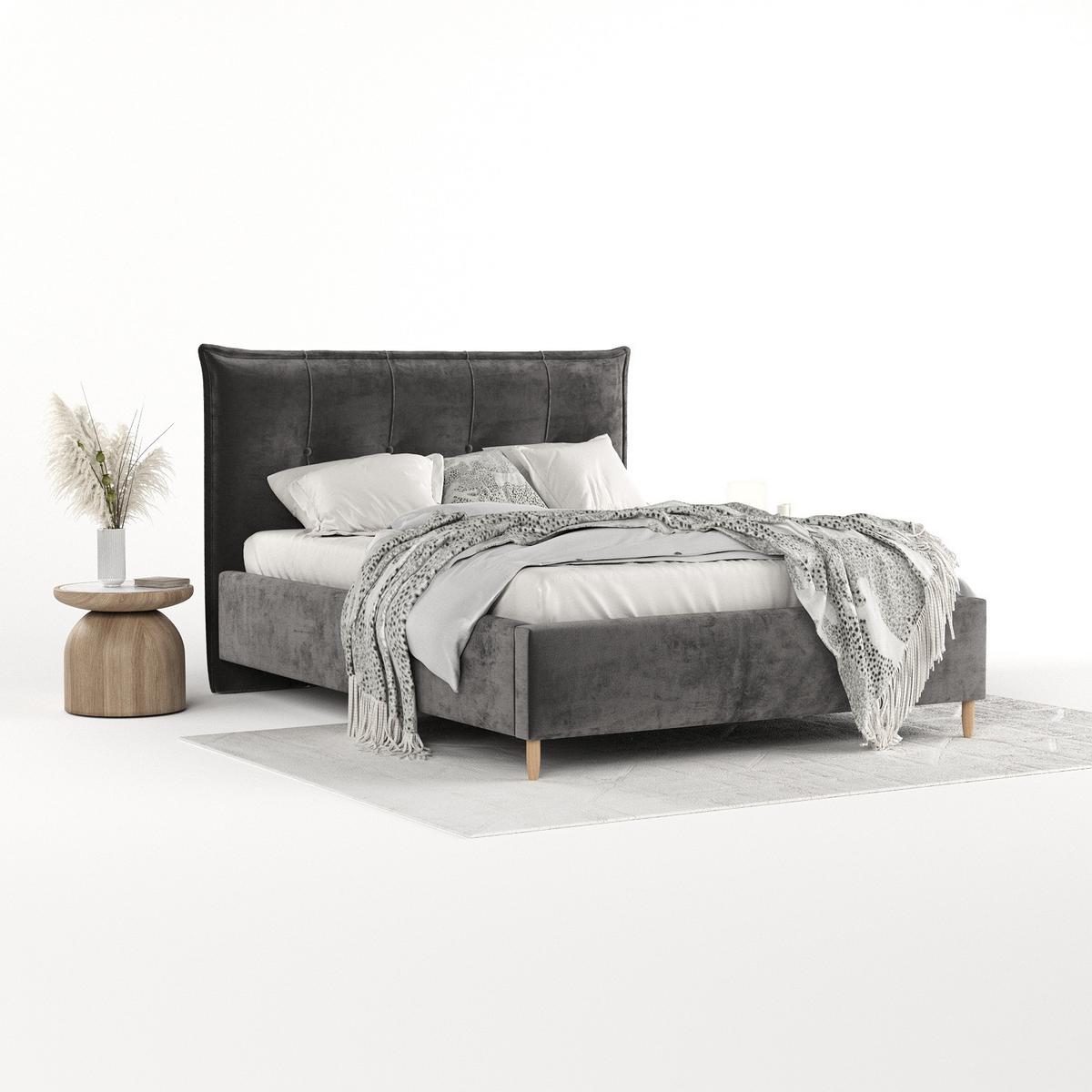 POLSTERBETT Plaza 140/200 cm Anthrazit im Lotta Stoff - Anthrazit/Naturfarben, Holz/Holzwerkstoff (140/200cm) - AltaBeds