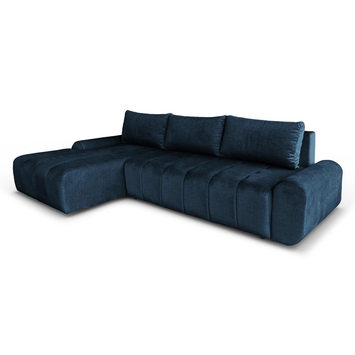 ECKSCHLAFSOFA Costa L Dunkelblau links - Schwarz/Dunkelblau, Kunststoff/Textil (290/169cm) - Beautysofa
