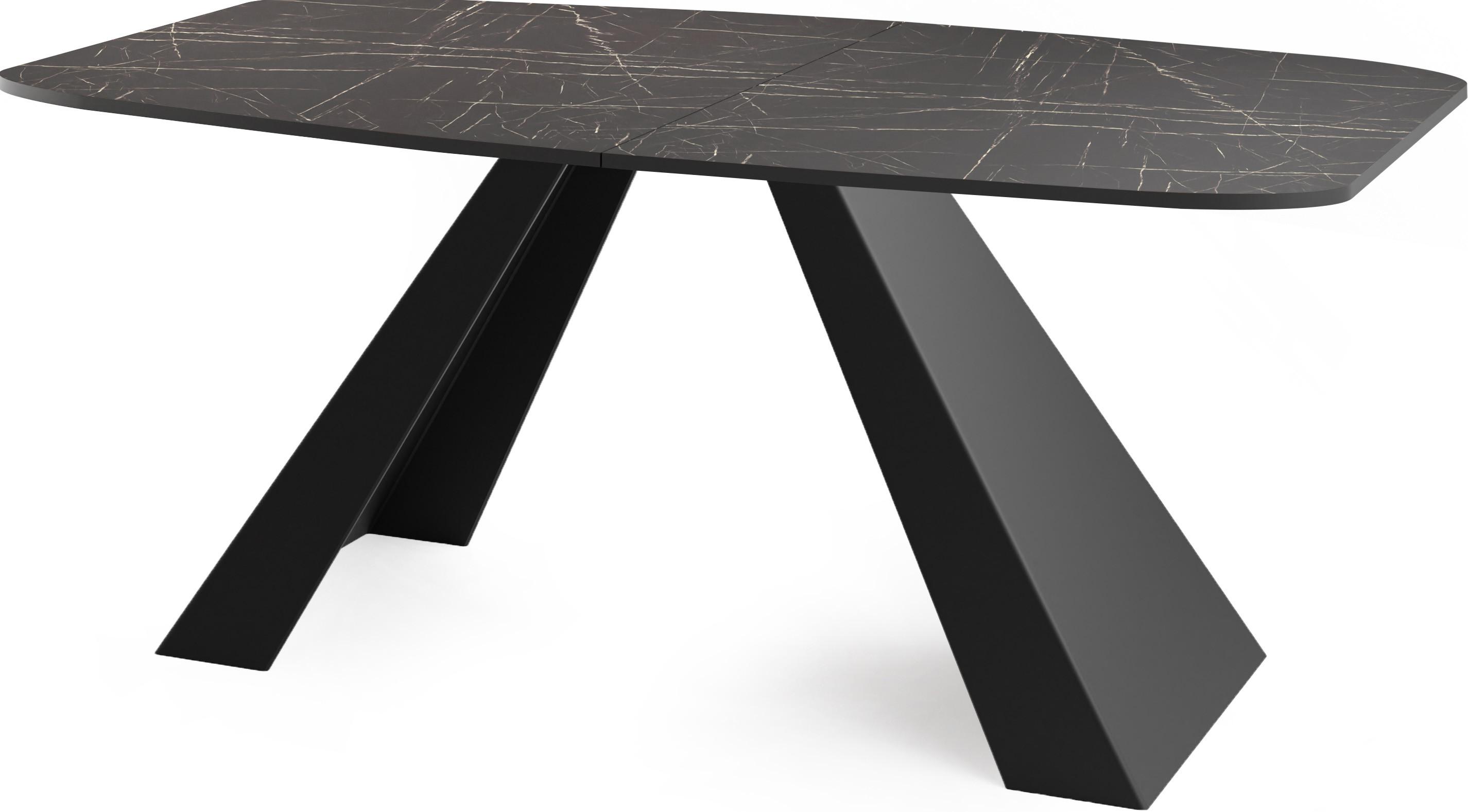 ESSTISCH Monte rechteckig ausziehbar, Marmor Schwarz 180-220/90/76 cm - Anthrazit/Schwarz, Holzwerkstoff/Metall (90/218/76cm) - WFL GROUP