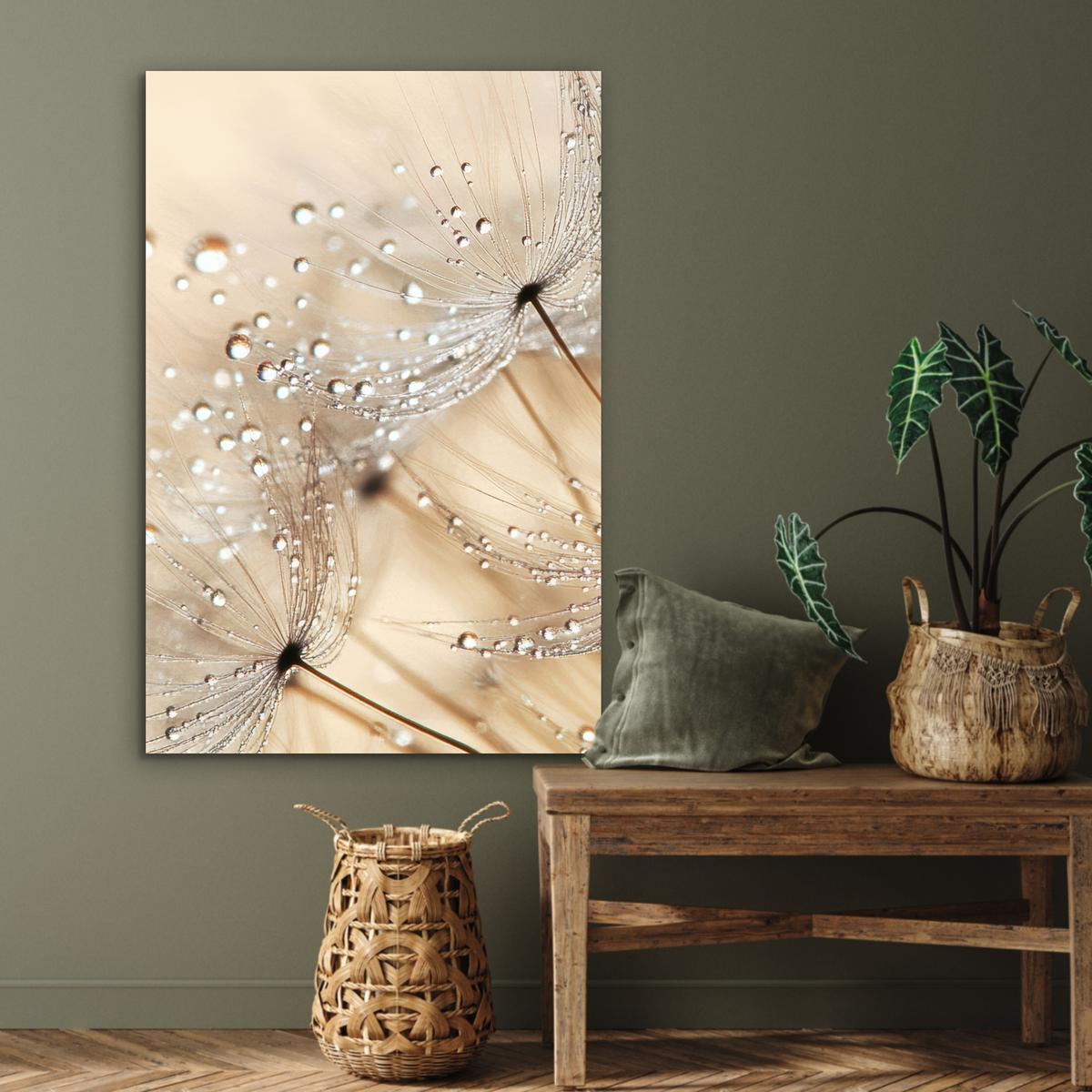 METALLBILD Löwenzahn - Abstrakt - Natur - Beige 80x120 cm - Braun, Metall (80/120cm) - MuchoWow