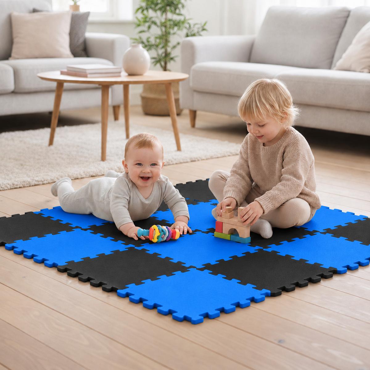 SPIELMATTE ab Null - 180/90 cm Puzzlematte Schwarz - Multicolor, Kunststoff (30/30cm) - Littletom
