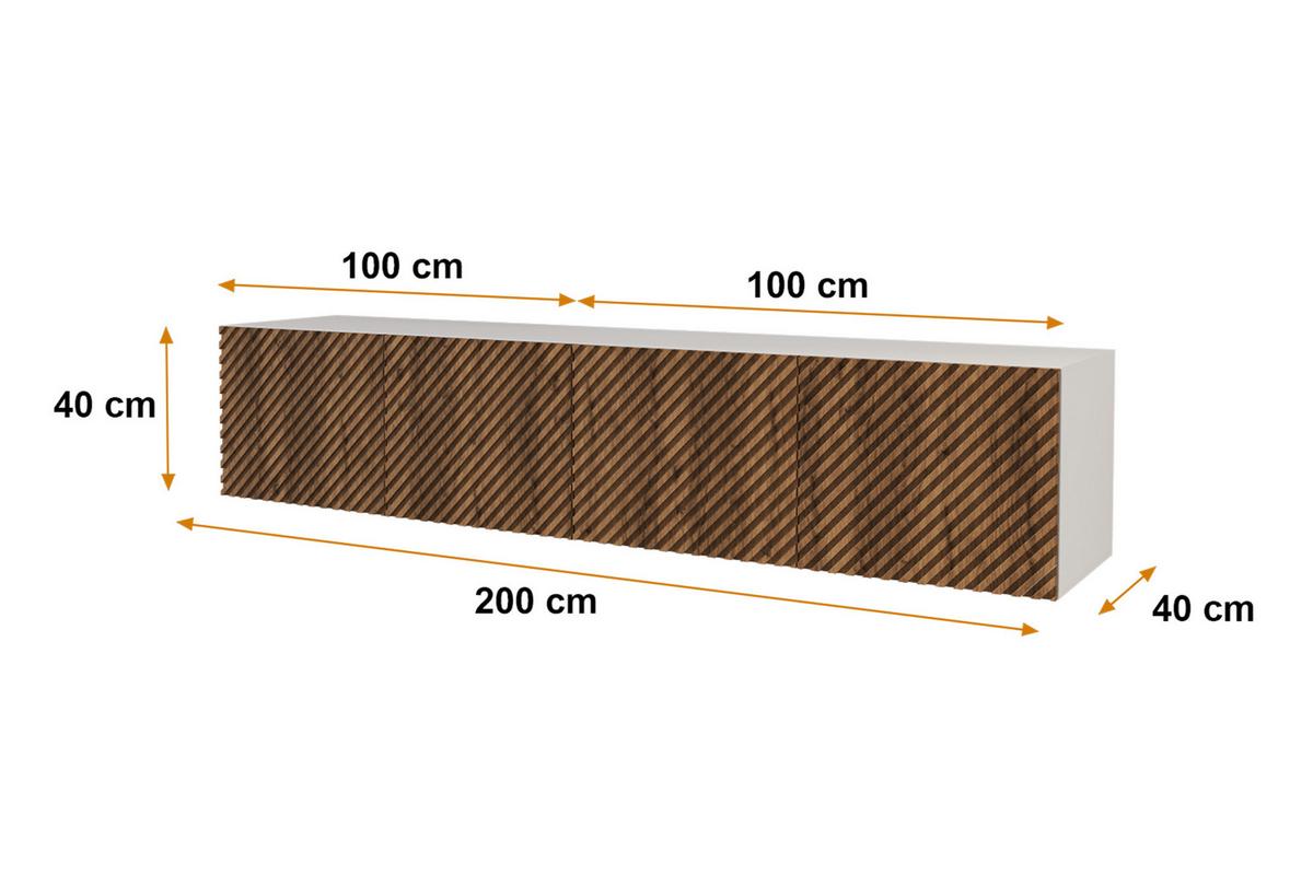 LOWBOARD ZENO-W 2x100x40x40 cm - Weiß / Katania - Eiche Wotan, Holzwerkstoff (200/40/40cm) - ALTDECOR
