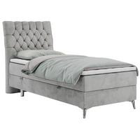 BOXBETT MILEN 90/200 Hellgrau Velvet - H3 - Links Seite - Hellgrau, Holz/Textil (90/200cm) - MKS