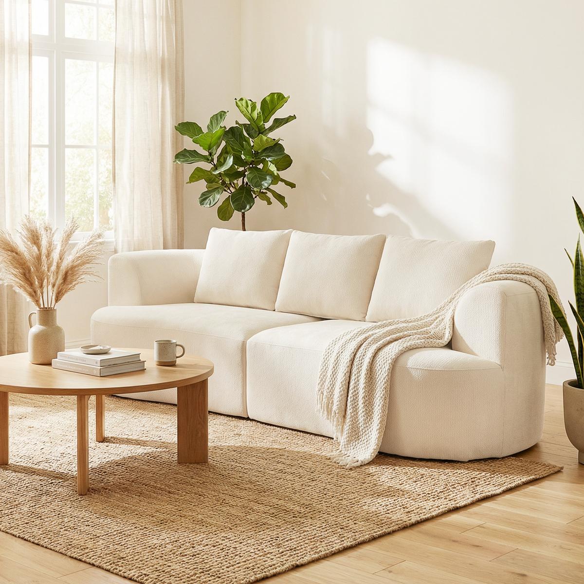 3-SITZER-SOFA Polyester Cremeweiß - Creme, Textil (106/82/260cm) - HOMCOM