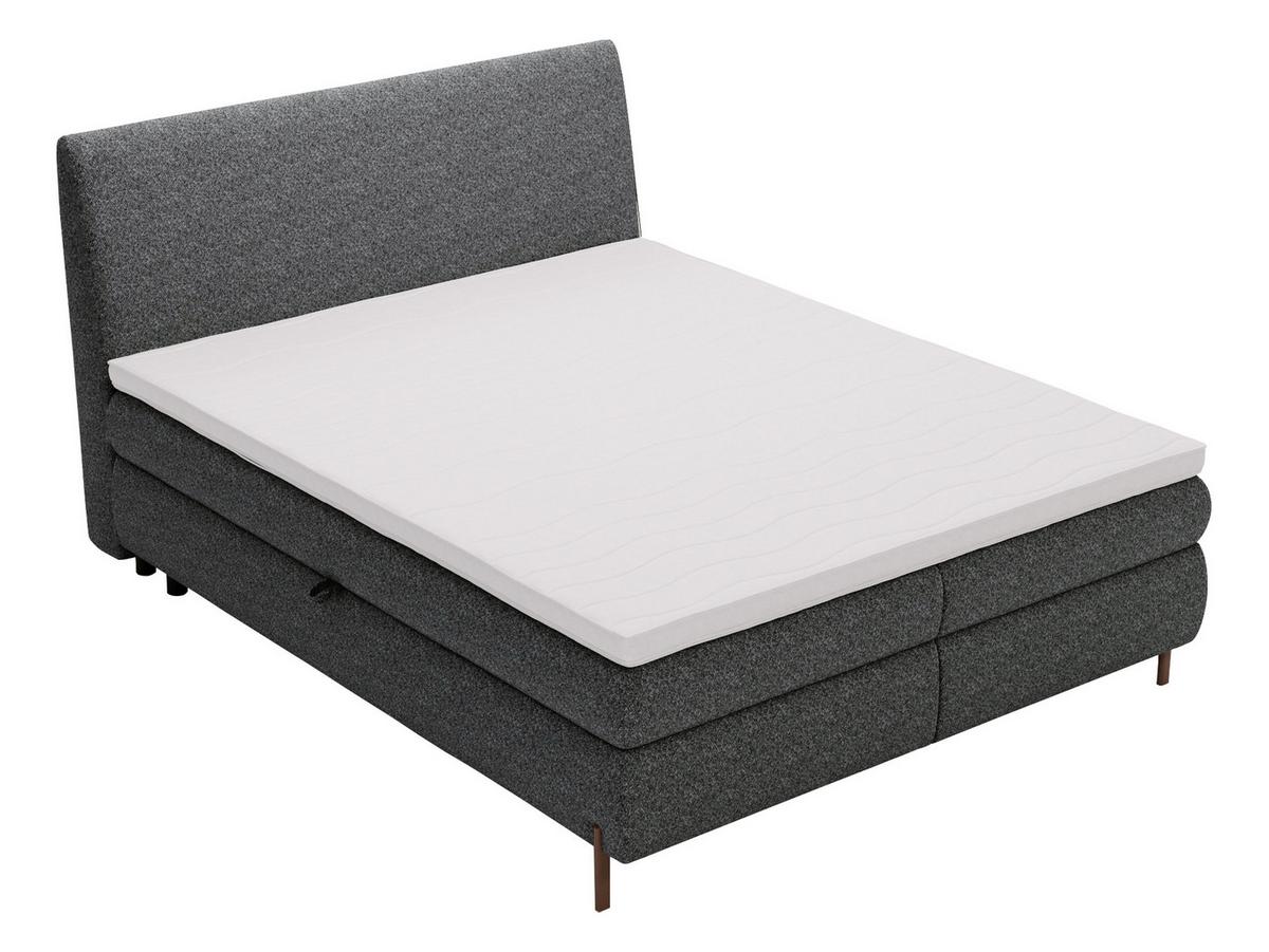 BOXBETT Evia - H3 - Dunkelgrau/Braun, Holzwerkstoff/Textil (160/200cm) - MIRJAN24