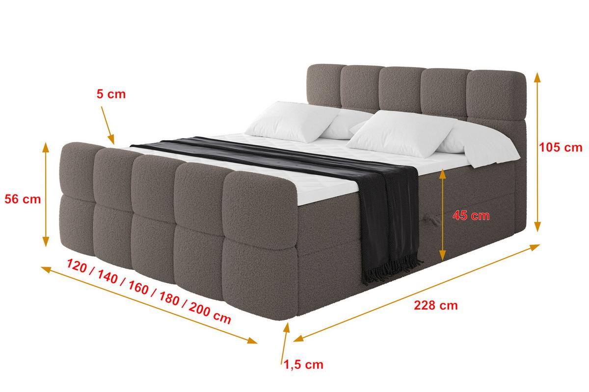 BOXBETT mit Matratze H4 - FAMA-Z - 140x200 cm Braun Quelle - Braun, Holzwerkstoff (140/200cm) - ALTDECOR