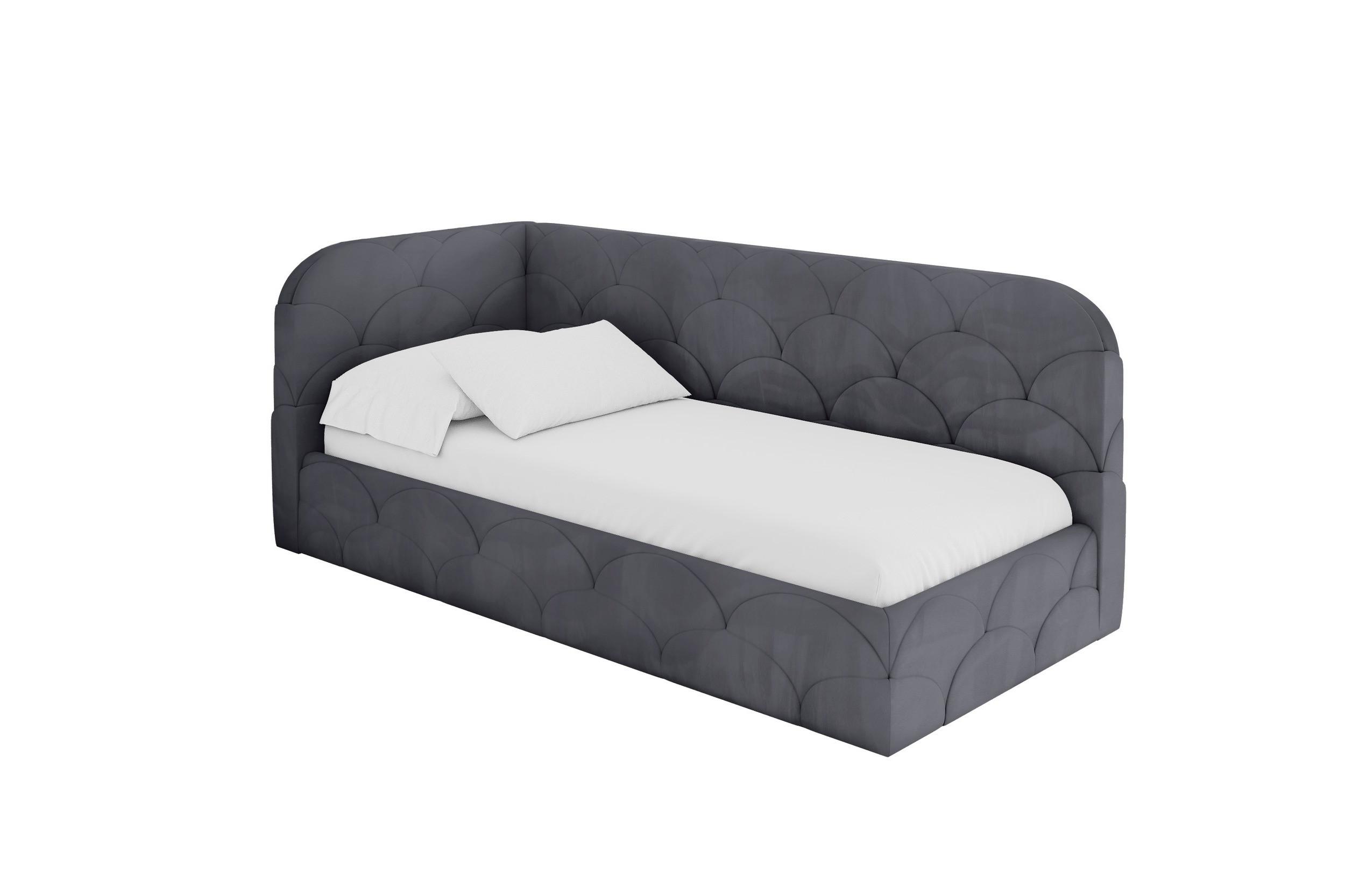 EINZELLBETT Jugendbett mit Bettkasten und Matratze H3/H4, Rechts - ELRY 100x200 Dunkelgrau - Titanfarben, Holzwerkstoff/Textil (100/200cm) - ALTDECOR