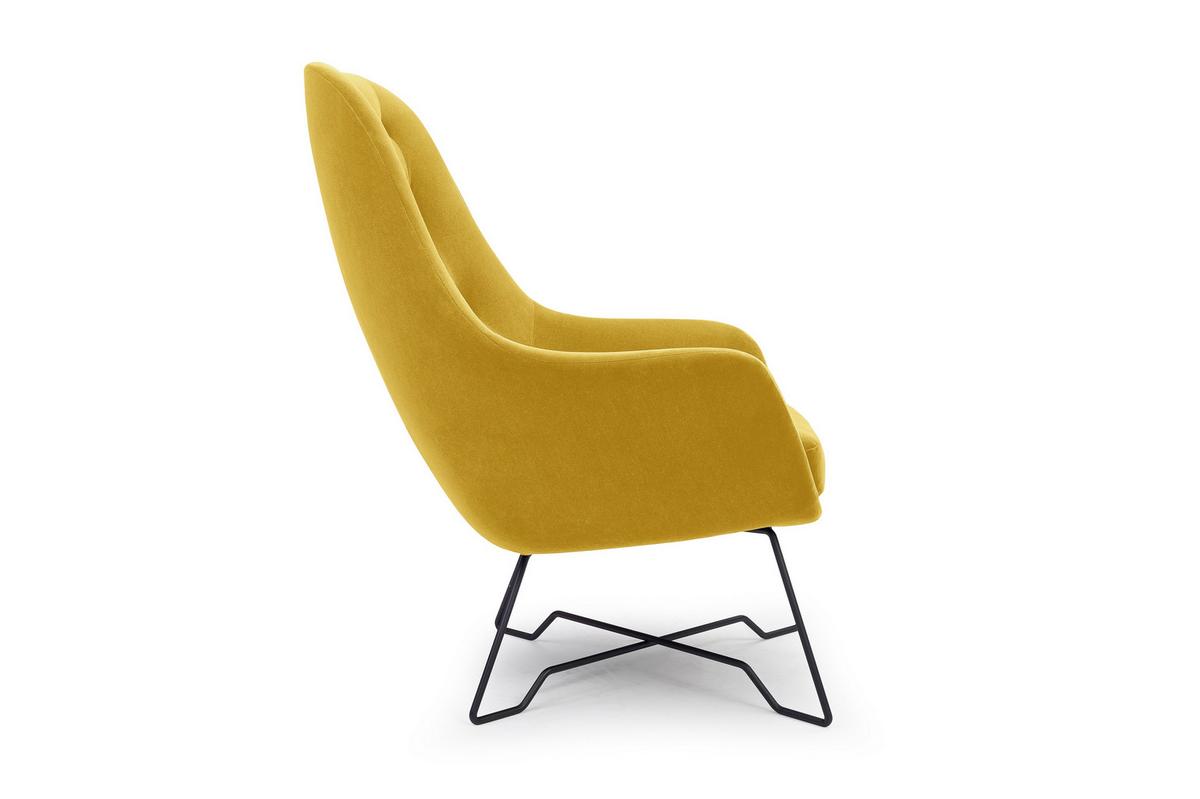 SESSEL SEDUTA, Modern Polstersessel Loungesessel, Velours-Stoff Gelb - Gelb, Holz/Metall (72.5/101.5/83cm) - MASSENO