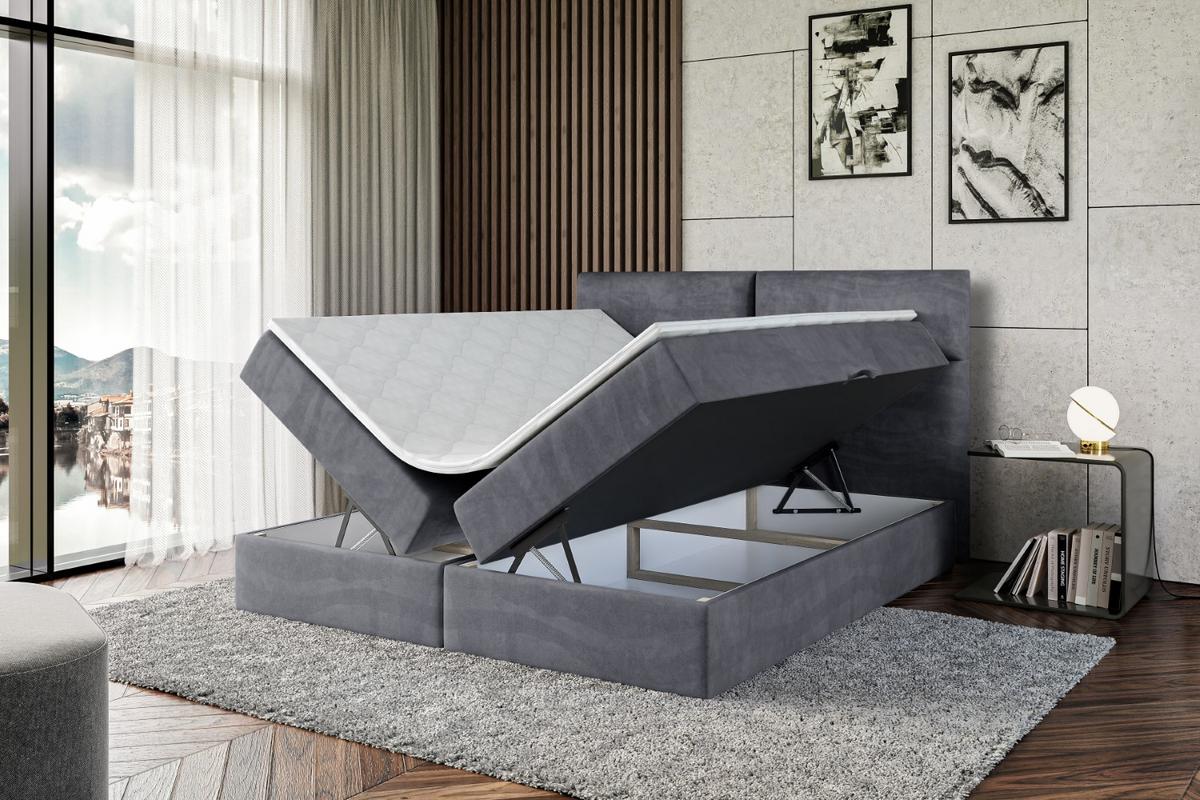 BOXBETT mit Matratze H3 und Lattenrost - BOXI3 - 140x200 cm Dunkelgrau - Dunkelgrau, Holzwerkstoff (140/200cm) - ALTDECOR