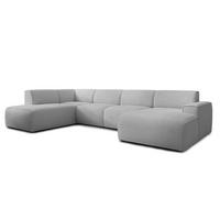 WOHNLANDSCHAFT Didim Hellgrau 378/220/78 cm – großes Sofa stilvoll & bequem L - Hellgrau/Schwarz, Kunststoff/Textil (220/78/378cm) - AX Living