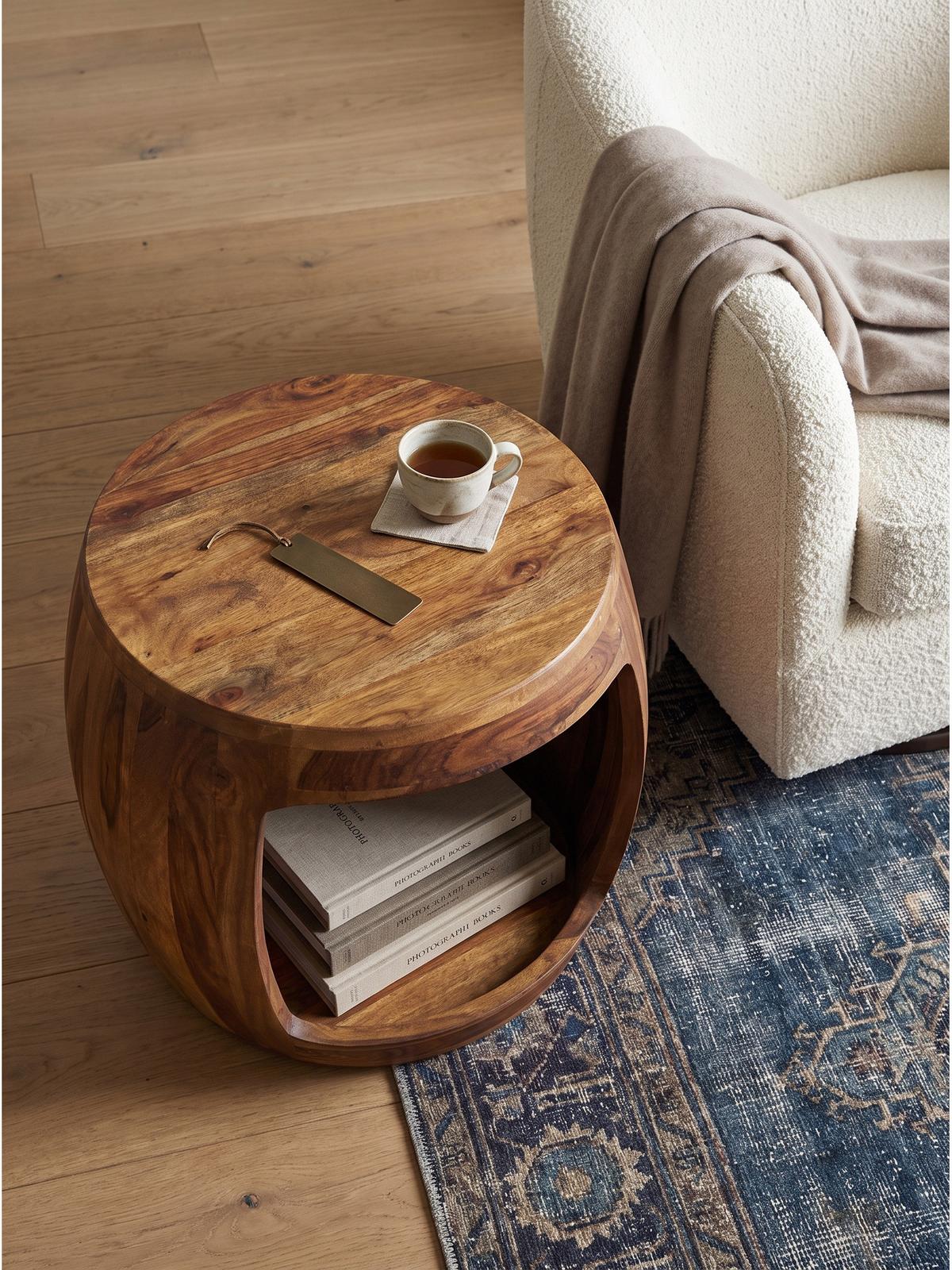 BEISTELLTISCH ANTEQUERA, Dunkles Massivholz, Ø 50 x 40 cm - Dunkelbraun/Braun, Holz (50/50/40cm) - KADIMA DESIGN