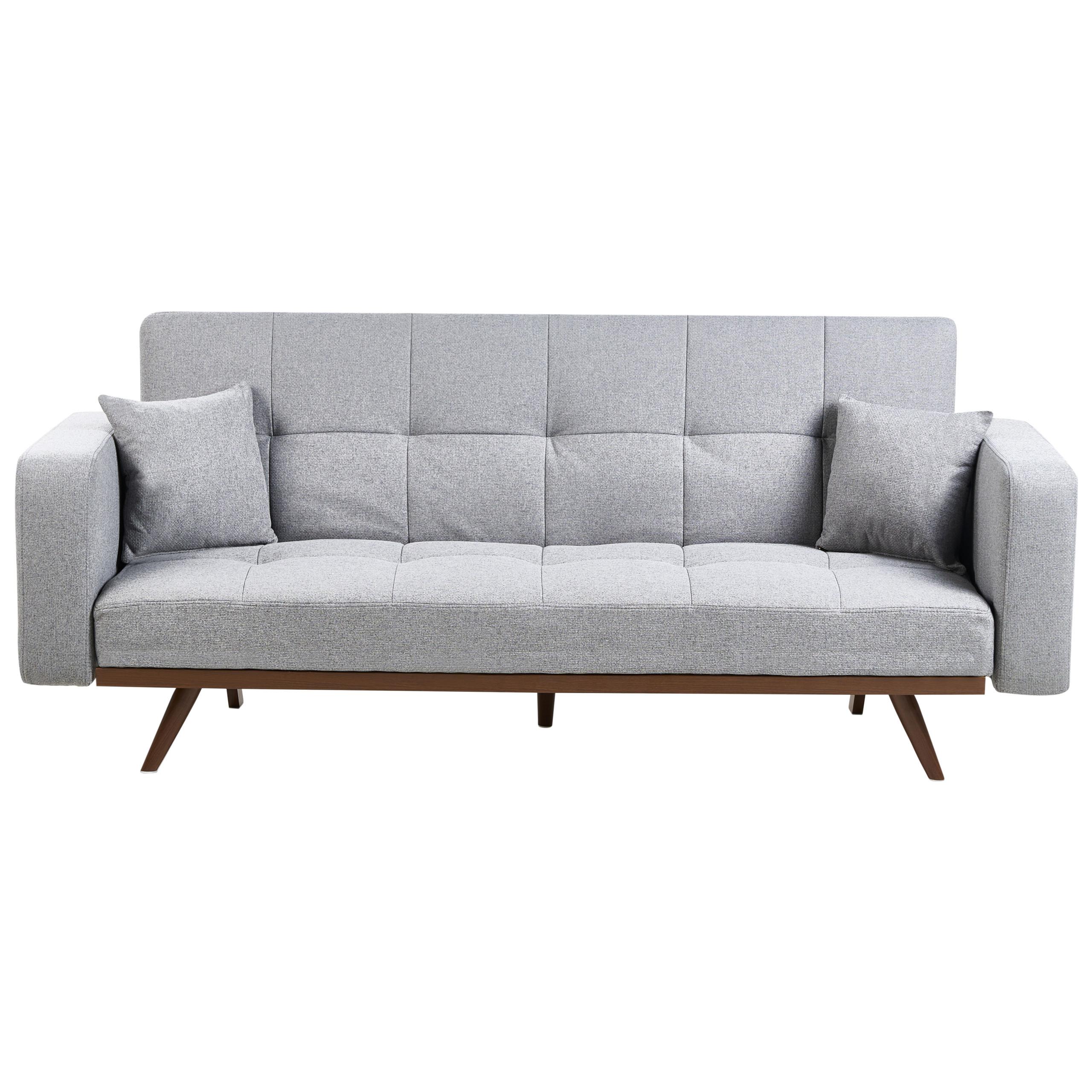 SCHLAFSOFA 3-Sitzer Grau Hjulby - Grau, Textil (220/90/82cm) - Beliani