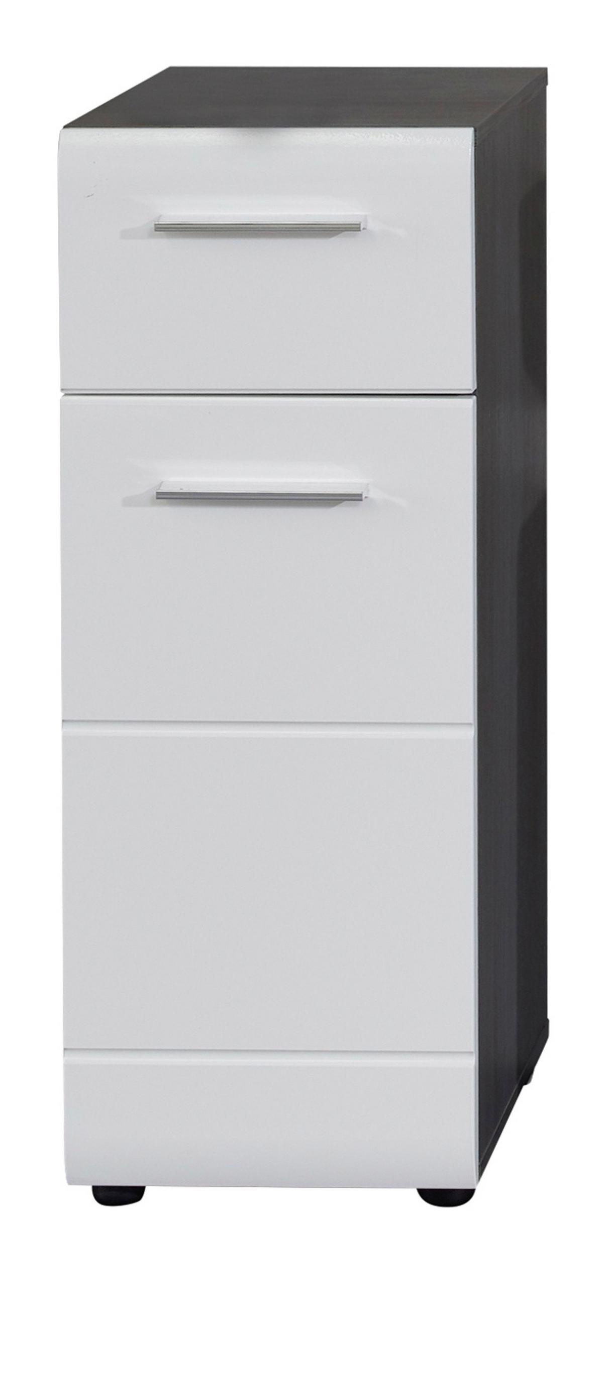 UNTERSCHRANK weiß Hochglanz, grau Rauchsilber, Badschrank 30 cm, Türanschlag wechselbar - Weiß Hochglanz/Silberfarben, Holzwerkstoff/Kunststoff (30/80/31cm) - Top.Furn
