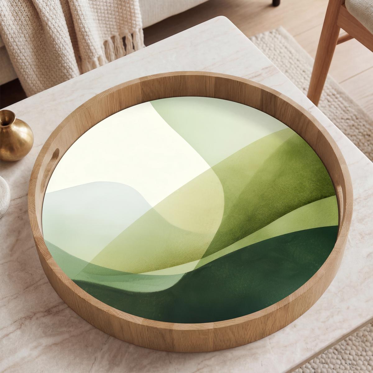 TABLETT Wellen - Abstrakt - Hellgrün - Ornamental 50x50 cm - Grün, Holz (50/5/5cm) - OnlyWow