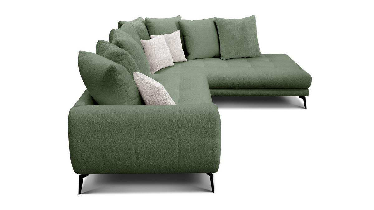 ECKSOFA CALME 5-Sitzer, olive - Schwarz/Olivgrün, Holz/Textil (294/229cm) - Wozimo