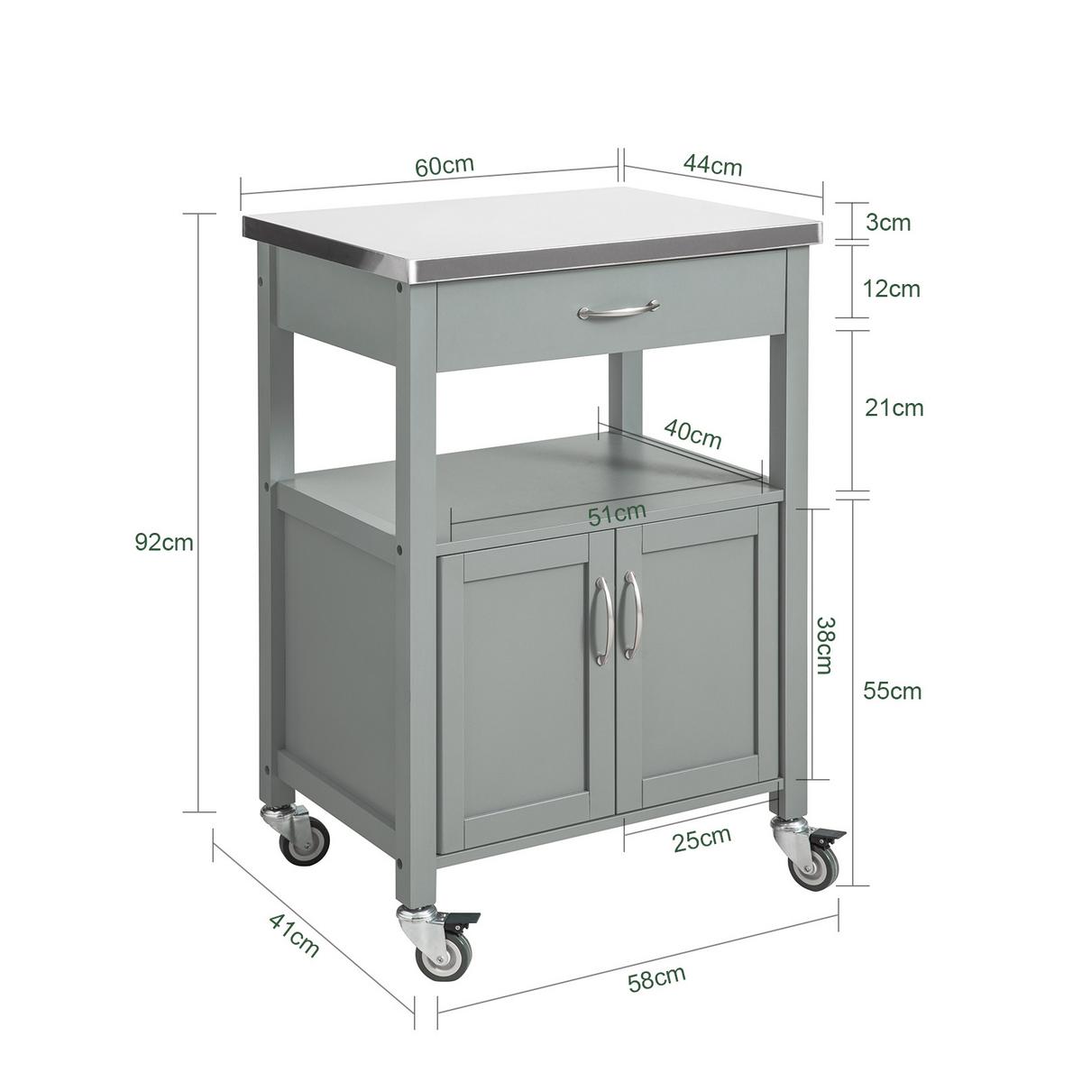 KÜCHENWAGEN Grau - Grau, Holzwerkstoff (60/90/45cm) - SoBuy