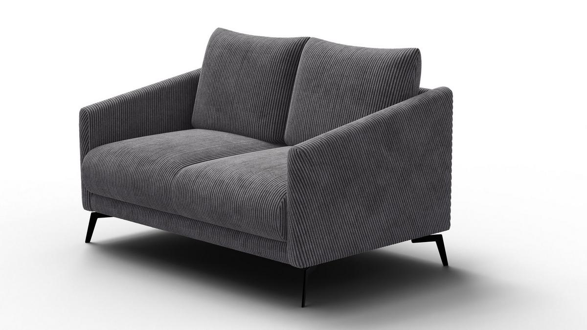 SOFA VILT 2-Sitzer, dunkelgrau - Dunkelgrau/Schwarz, Holzwerkstoff/Textil (142/89/94cm) - Wozimo