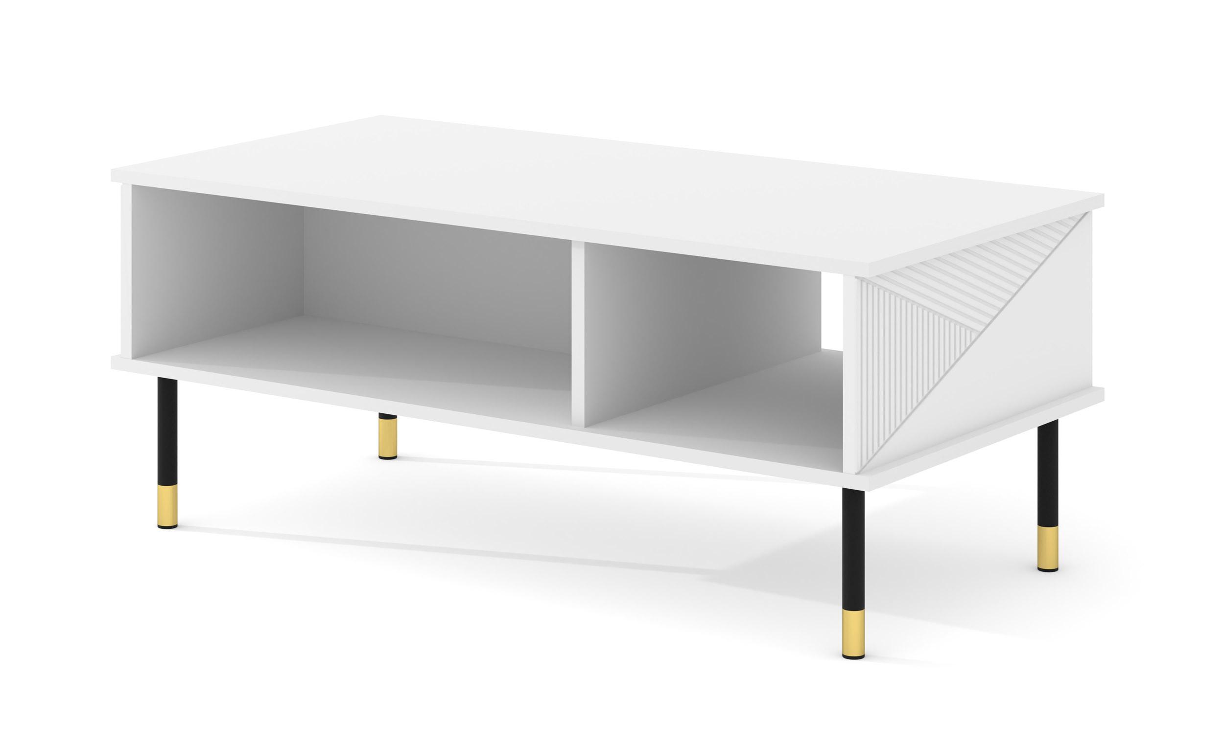 COUCHTISCH Weiß, Gold 110/45/55 - Weiß, Holzwerkstoff (55/110/45cm) - RAUMHIRSCH FURNITURE