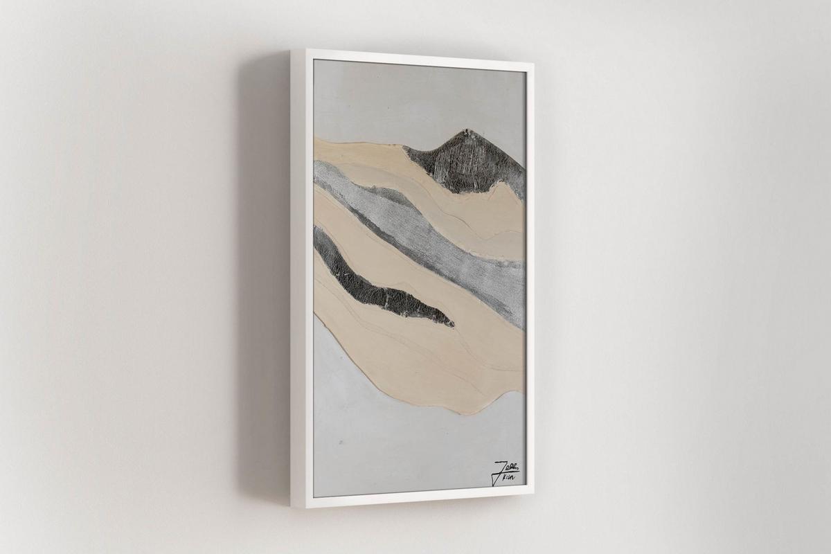 ACRYLBILD HANDGEMALT 60/90 cm - Beige/Grau, Holz/Textil (60/90cm) - KUNSTLOFT
