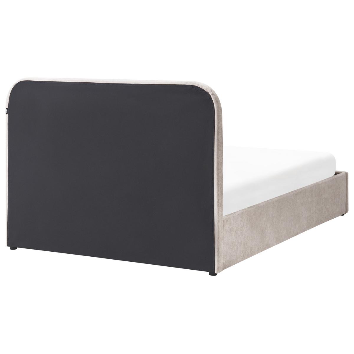 BETT mit Stauraum 140/200 cm Chenillegewebe Taupe Challans - Taupe, Textil (140/200cm) - Beliani