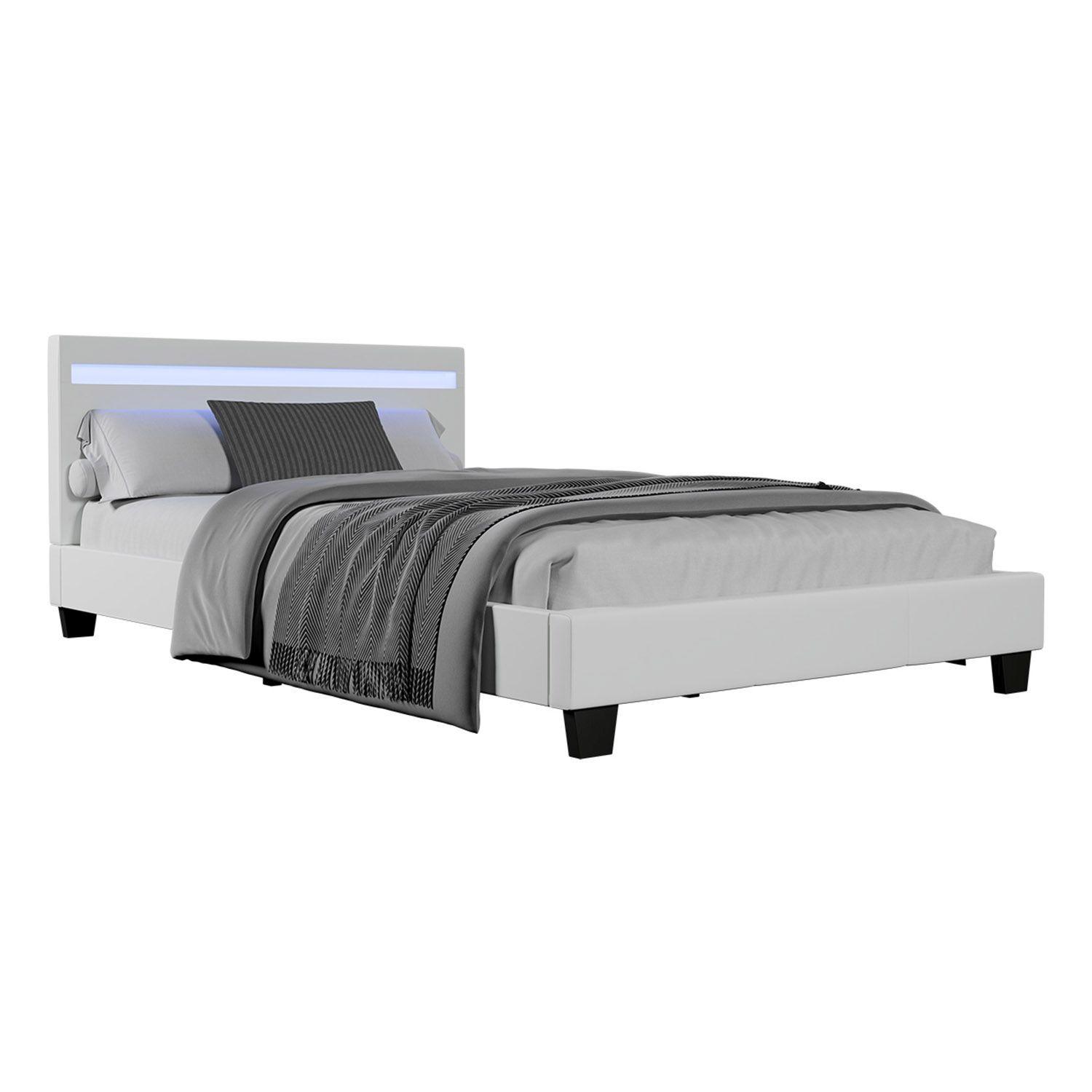 POLSTERBETT Paris mit LED weiß 120x200cm - Weiß, Holzwerkstoff (120/200cm) - Juskys