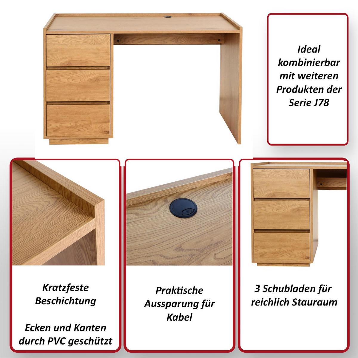 SCHREIBTISCH eckig Walnuss Dekor - Walnussfarben, Holz (60/121/78cm) - MCW