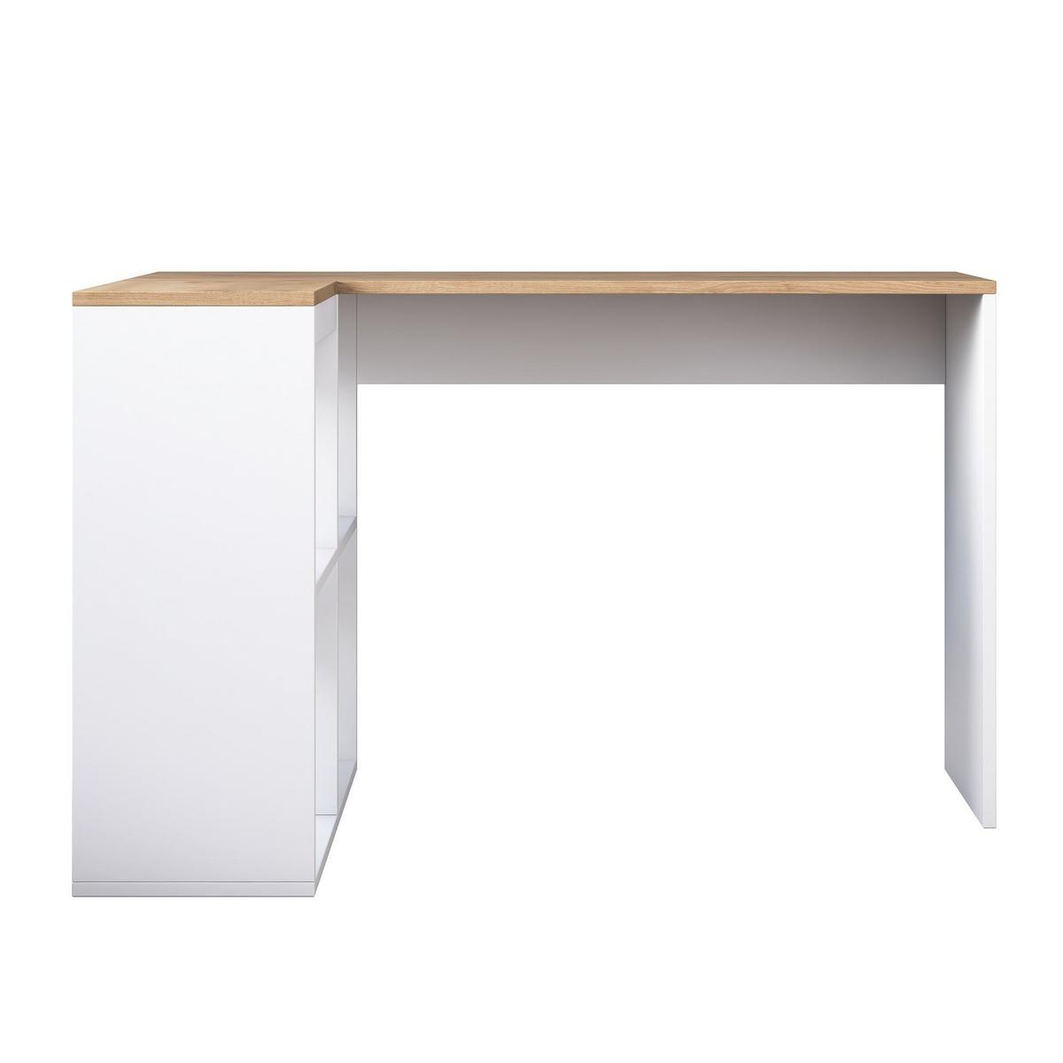 ECKSCHREIBTISCH in eiche- und weissoptik 50/120/74,8 cm - Eichefarben, Holzwerkstoff (55/50/74.8cm) - Calicosy