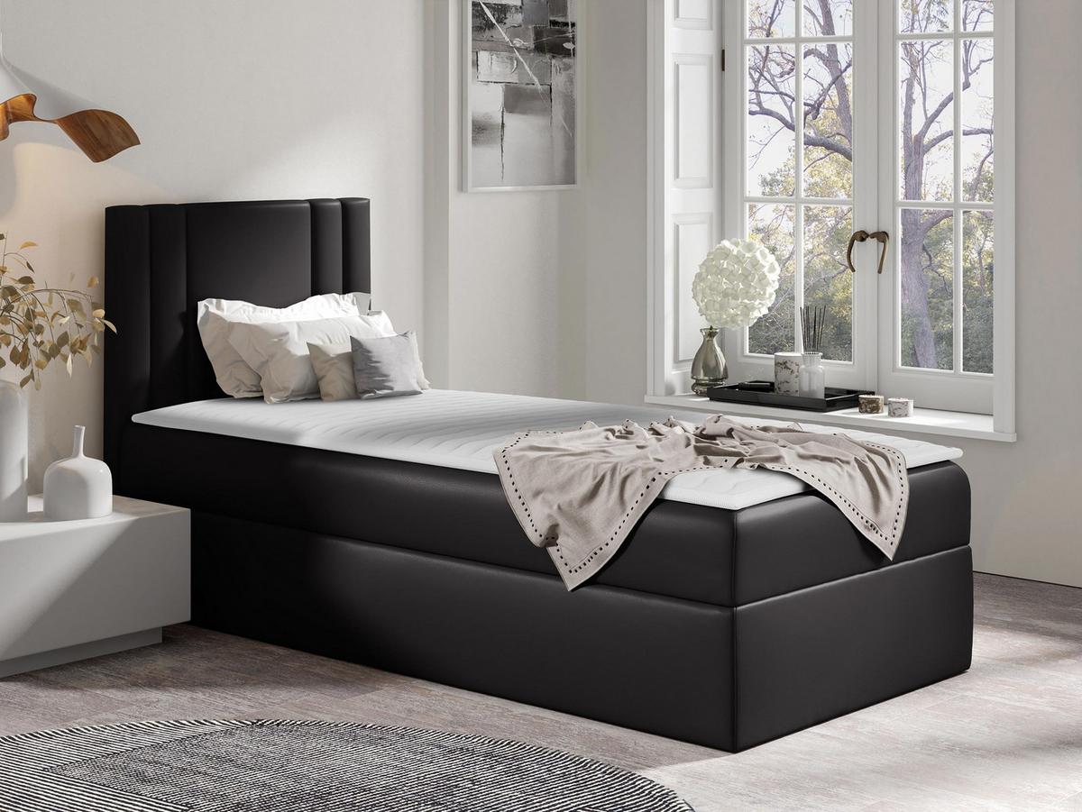 BOXBETT Carmen Mini, Seite zum Öffnen des Bettkastens: Links - H3 - Schwarz, Holz (90/200cm) - MIRJAN24