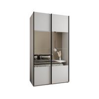 SCHWEBETÜRENSCHRANK 245,5/130/64 2-türig - Schwarz/Weiß, Holz/Metall (130/245/64cm) - Abiks Möbel