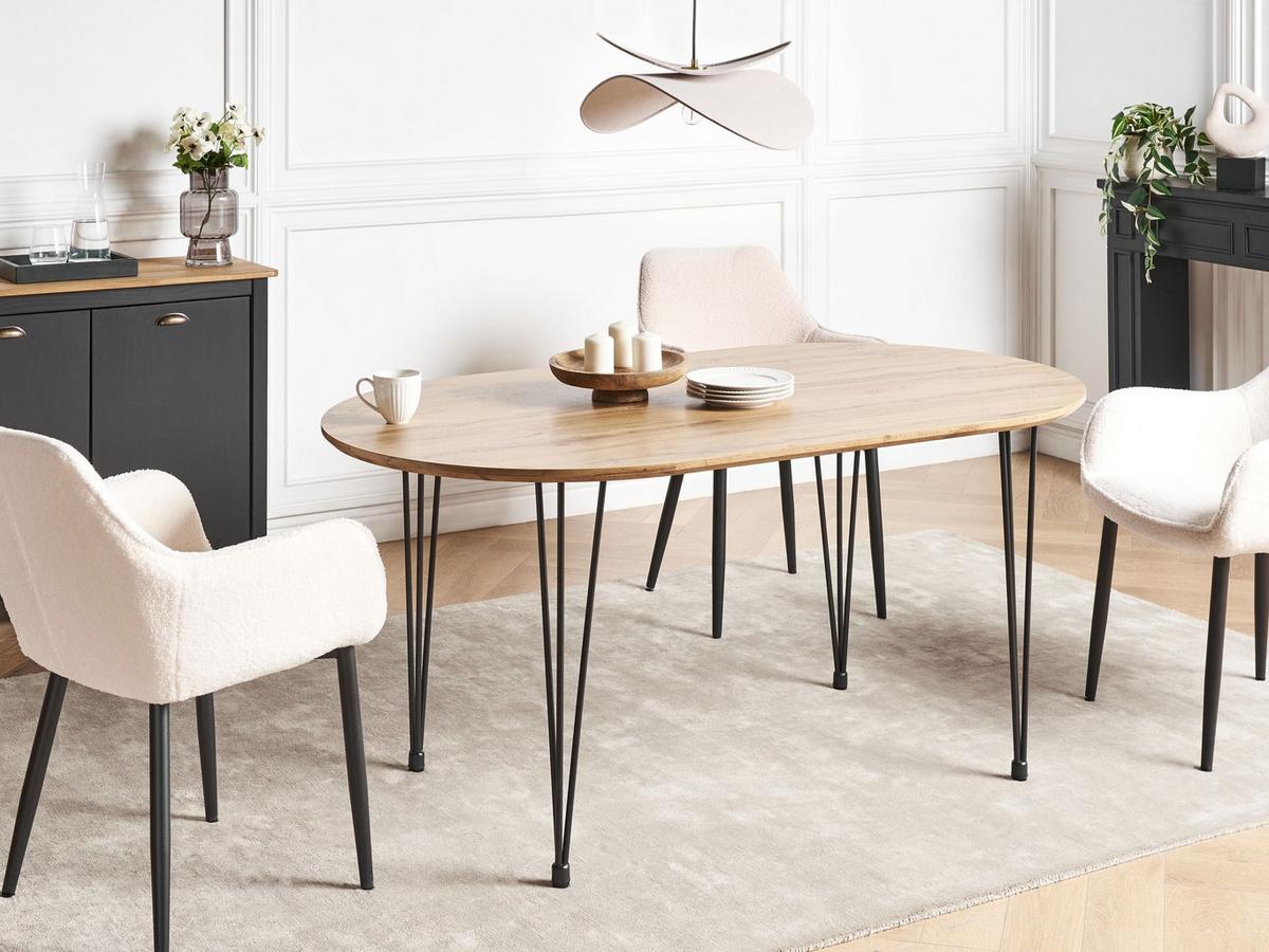 ESSTISCH Hellbraun 160/90 cm Cavell - Hellbraun, Holzwerkstoff (160/90/75cm) - Beliani