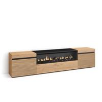 LOWBOARD Eiche, mit Elektrokamin, 200/35/45cm - Eichefarben, Holzwerkstoff (200/45/35cm) - Skraut Home