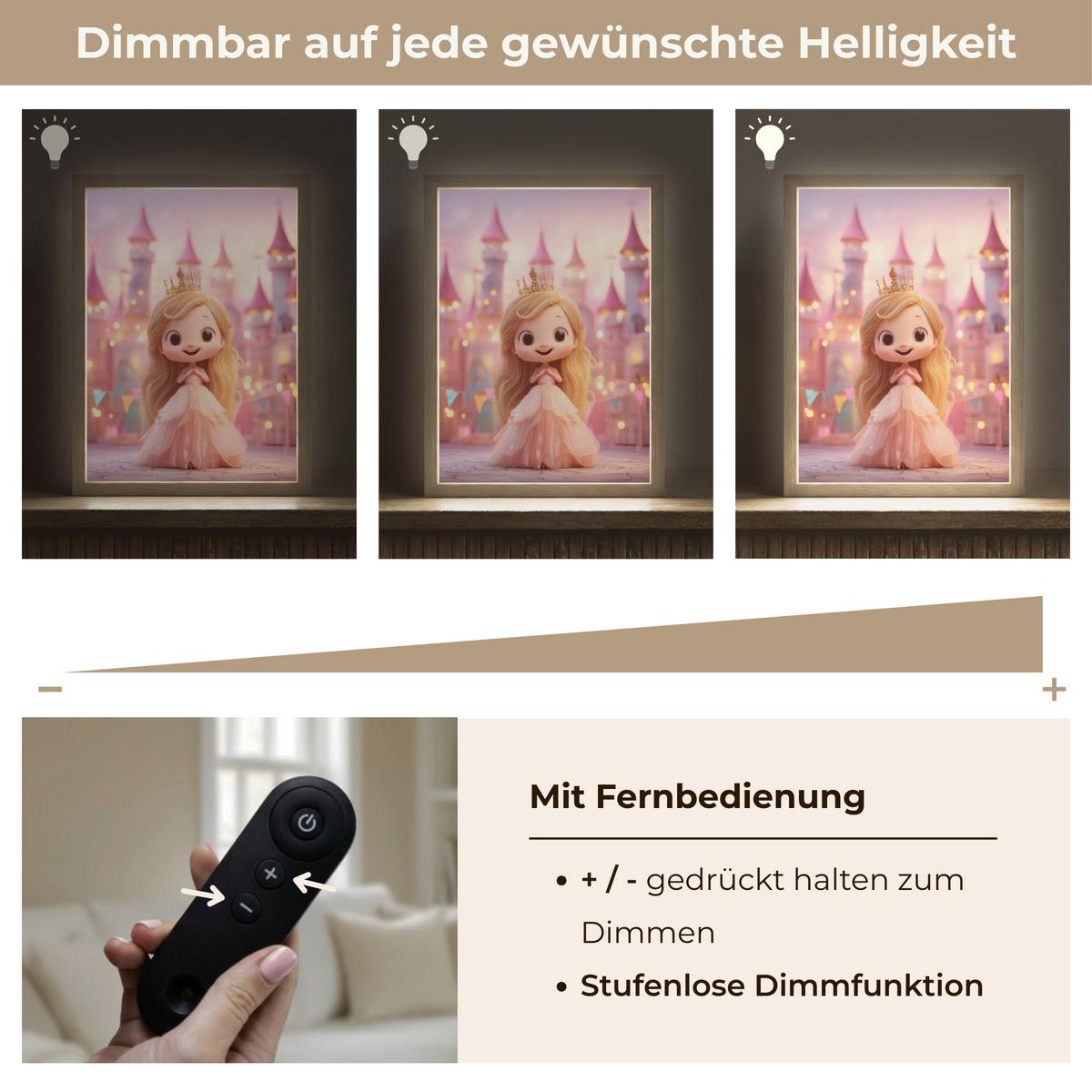NACHTTISCHLAMPE MIT AKKU Prinzessin - Rosa - Schloss 30x40 cm - Rosa, Holzwerkstoff (8/30/40cm) - OnlyWow