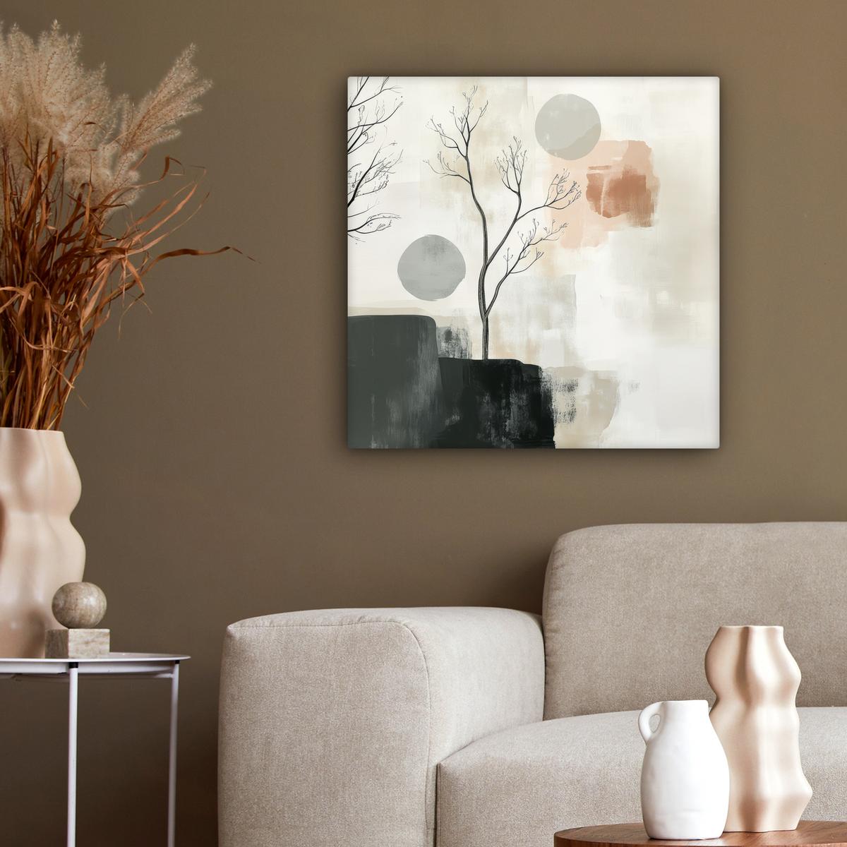 LEINWANDBILD Wabi sabi - Beige - Pflanze Wandbild Wohnzimmer 50x50 cm - Sandfarben, Textil (50/50cm) - MuchoWow