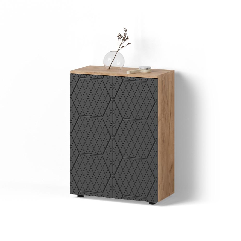 MIDISCHRANK Ronco Anthrazit mit Wabenstruktur 60 x 81 cm - Anthrazit, Holzwerkstoff (60/81/30cm) - Livinity®