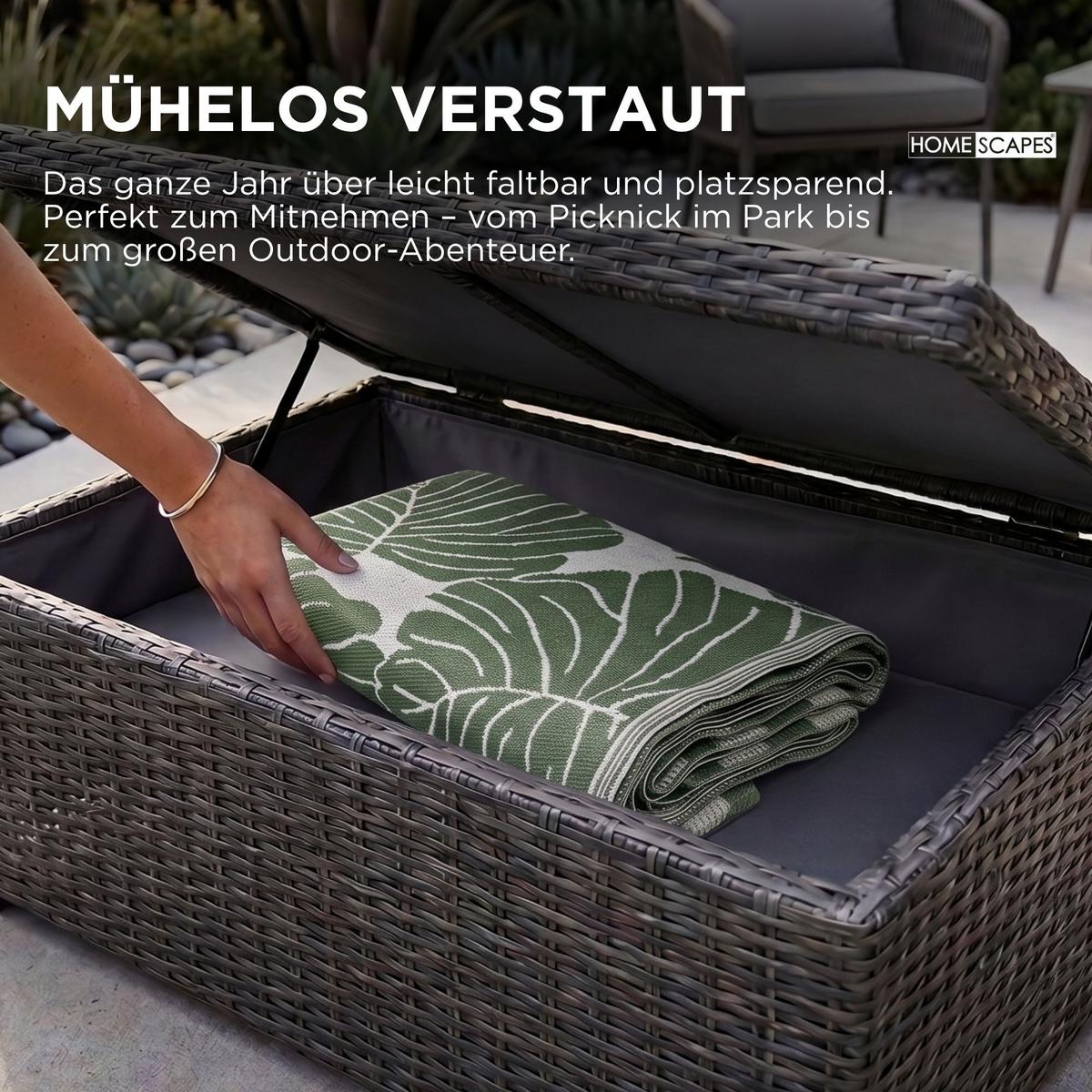OUTDOORTEPPICH Ada, floral gemustert 240/300 cm - Dunkelgrün, Kunststoff (240/300cm) - Homescapes