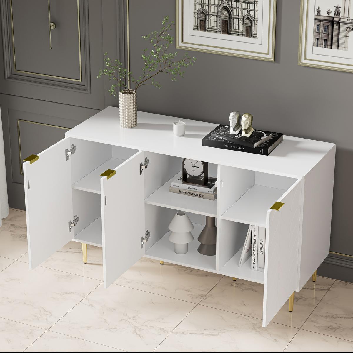 SIDEBOARD Weiß 127/45/75 cm - Weiß, Holzwerkstoff (45/75/127cm) - Urban Meuble