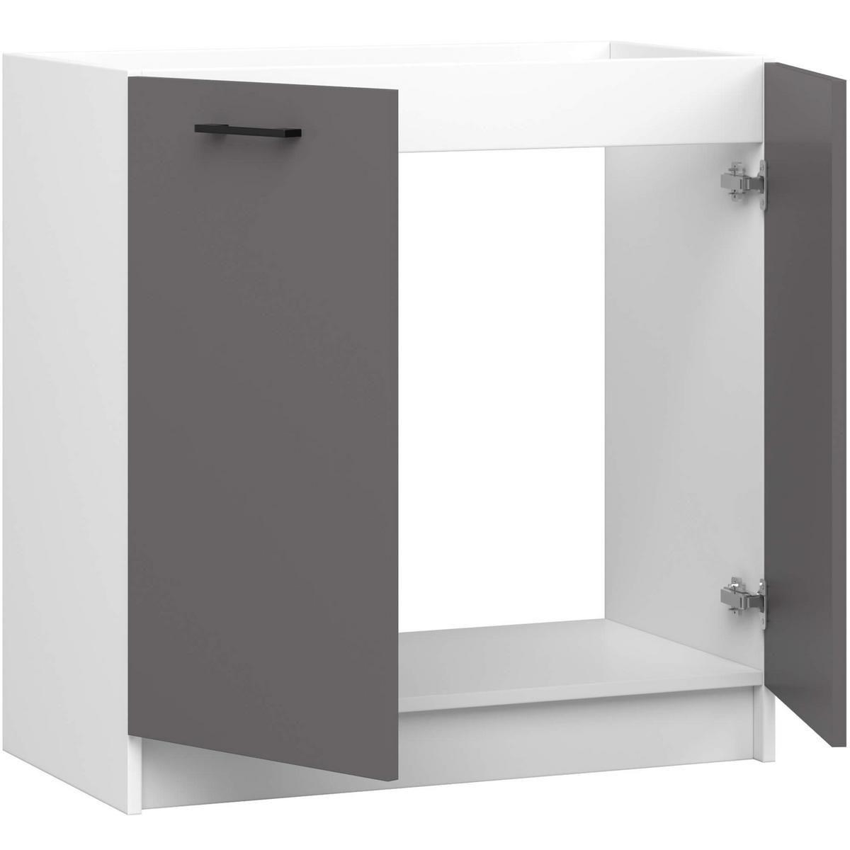 UNTERSCHRANK Weiß, Graphit Grau 82/80/46 - Weiß/Grau, Holzwerkstoff (80/82/46cm) - RAUMHIRSCH FURNITURE