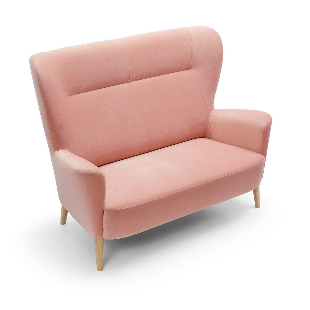 BETTSOFA RYZE Rosa Velours-Stoff - Rosa, Textil (93/110/144cm) - MASSENO