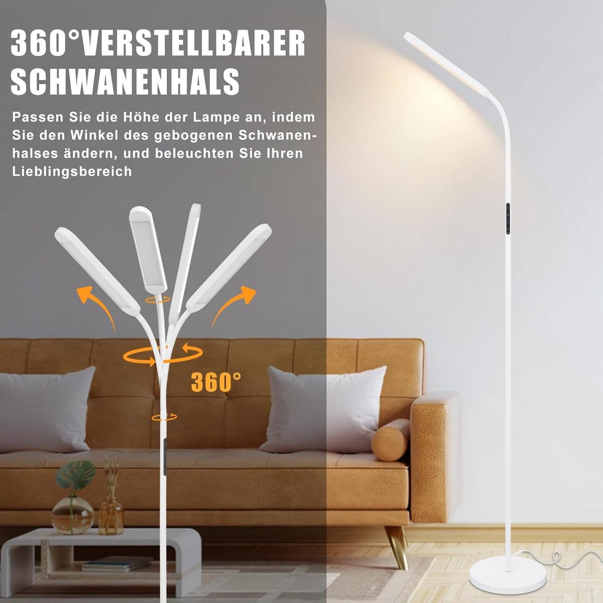 STEHLAMPE Flamar 6.0/137.1/6.0 cm - Weiß, Metall (6/6/137.1cm) - ZMH