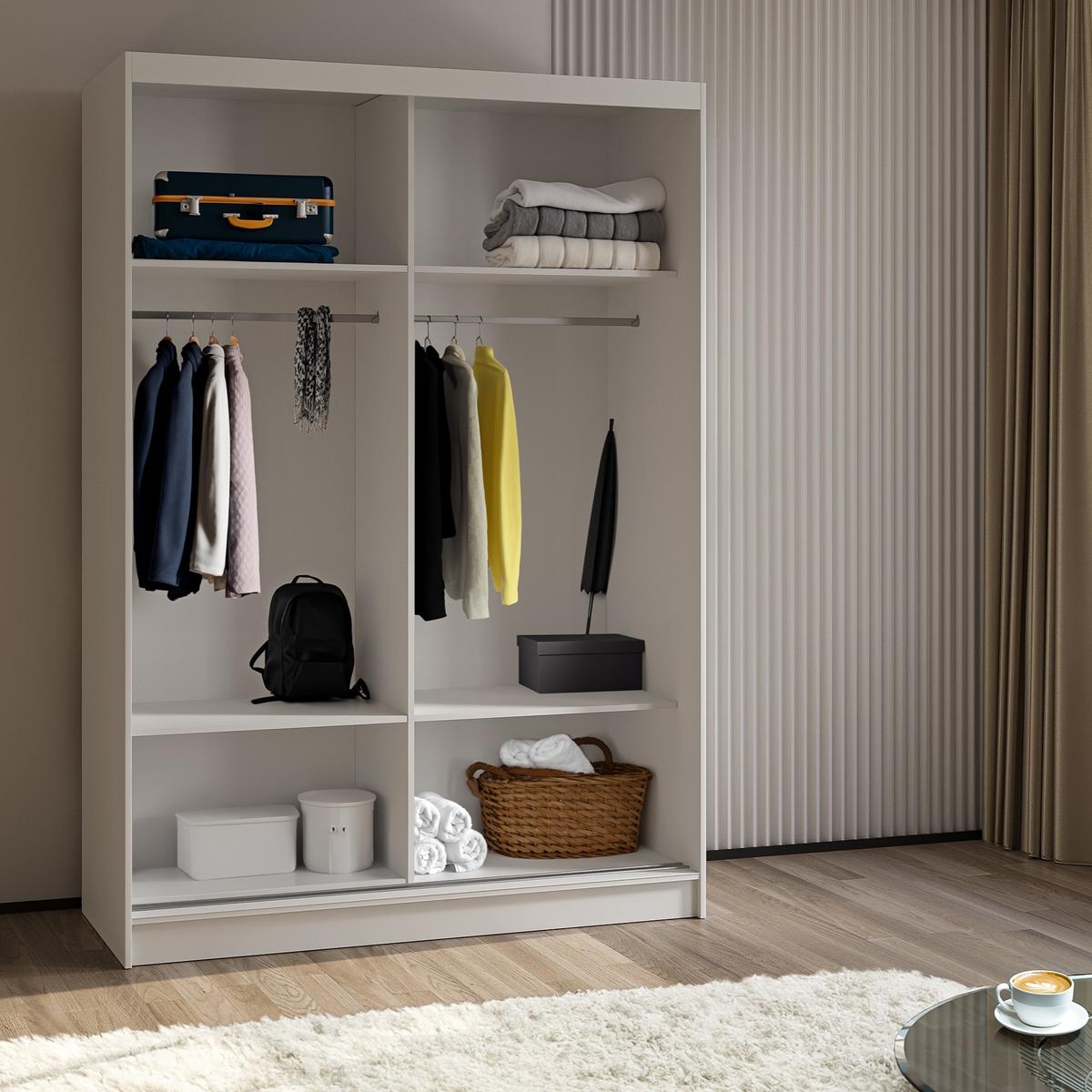 SCHWEBETÜRENSCHRANK FIORELLA 150/216/61 cm 2-türig mit Spiegel Sonoma Eiche - Sonoma Eiche, Holzwerkstoff (150/216/61cm) - MASSENO
