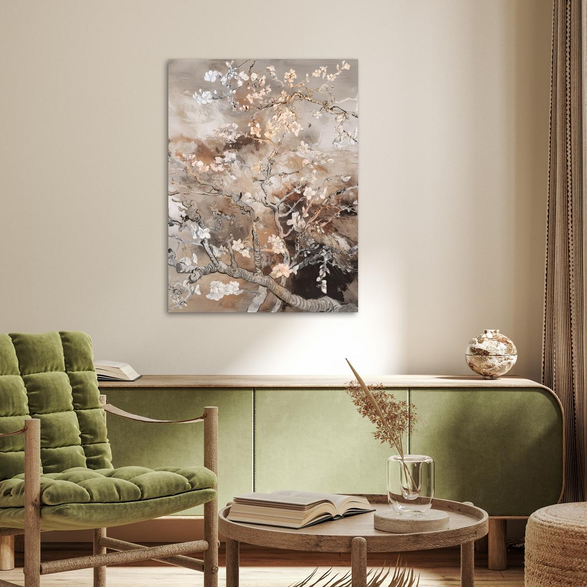 POSTER Mandelblüte - Kunst - Van Gogh - Beige - Abstrakt Deko Wohnzimmer 60x80 cm - Braun, Papier (60/80/0.1cm) - MuchoWow