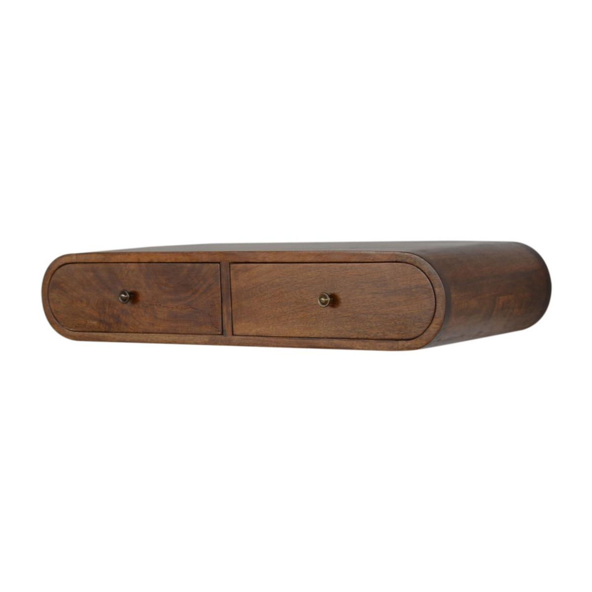 SCHWEBENDE KONZOLE im Kastanienholz-Finish,2 Schubladen, Braun - Messingfarben/Braun, Holz/Metall (80/15/32cm) - Artisan Furniture