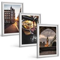 BILDER SET 3er Set - 40x60 cm Silberner Rahmen - Bilder von Essen in der Stadt London - Silberfarben, Kunststoff (40/60cm) - TULUP