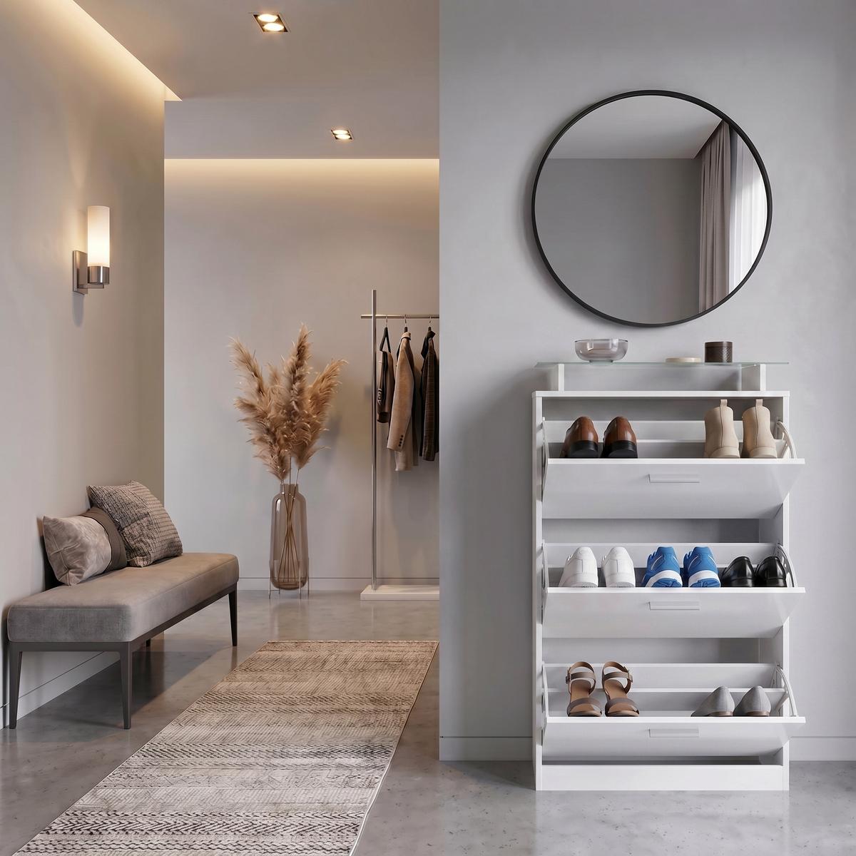 SCHUHSCHRANK Lavia Front in Eiche sägerau - Eiche San Remo, Holzwerkstoff (89/128/23cm) - Vladon