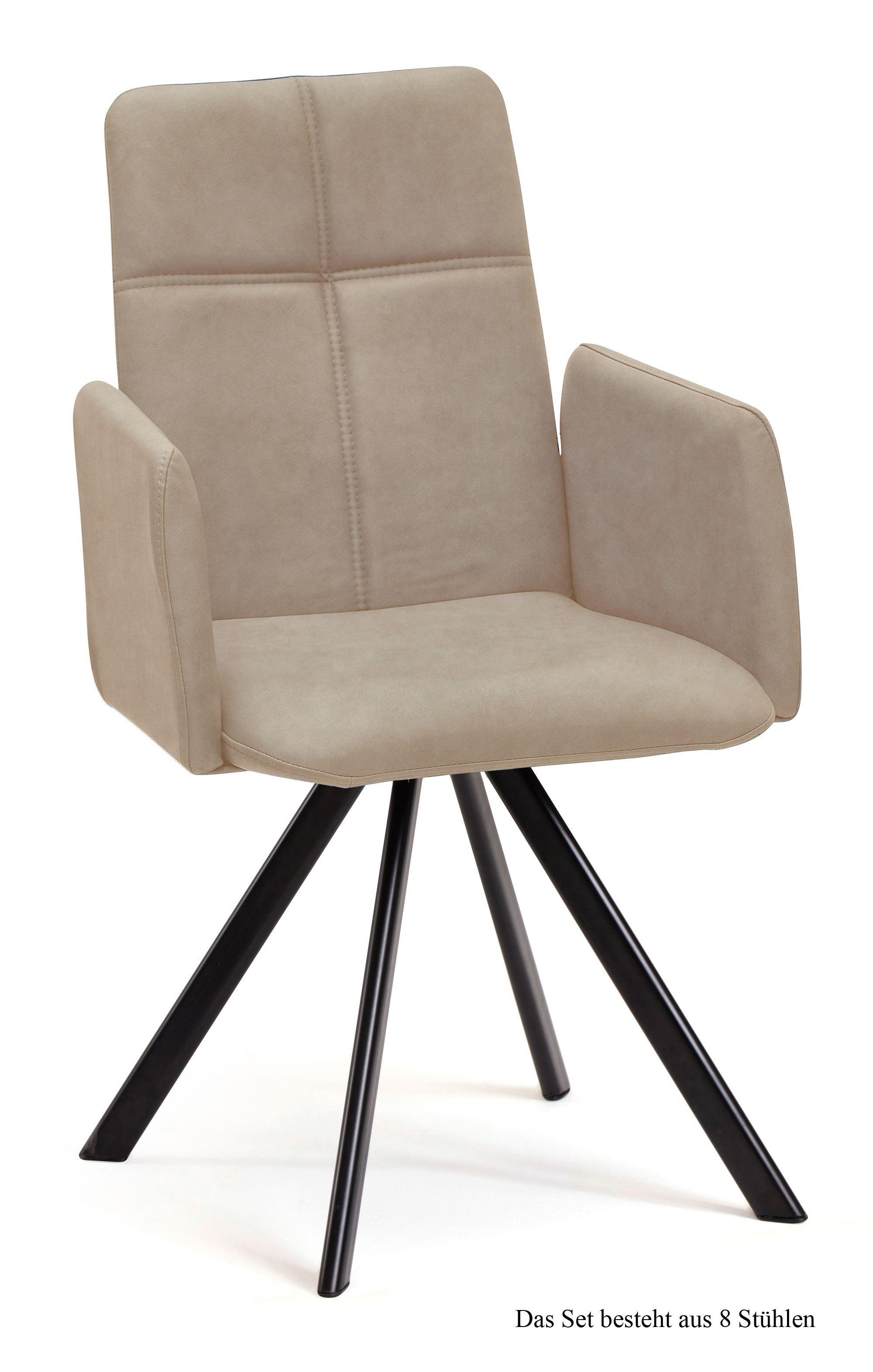 ARMLEHNSTUHL drehbar (8er-Set) Desha 52x92x60 Schwarz/Natur - Schwarz/Naturfarben, Kunststoff (60/92/52cm) - 58aufmkessel