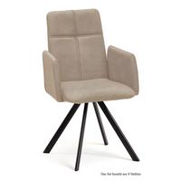 ARMLEHNSTUHL drehbar (8er-Set) Desha 52x92x60 Schwarz/Natur - Schwarz/Naturfarben, Kunststoff (60/92/52cm) - 58aufmkessel